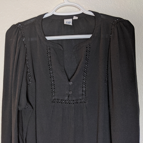 GAP black peasant style long sleeve top size S - Picture 4 of 5
